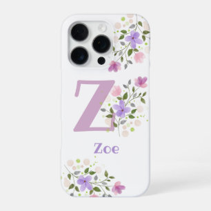 Phone Case Initial Plus Name & Flowers Design