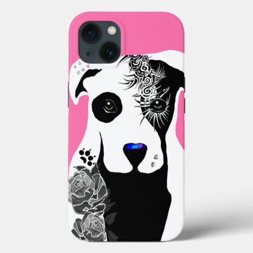 Phone case pit bull tats and piercings rose Dog 