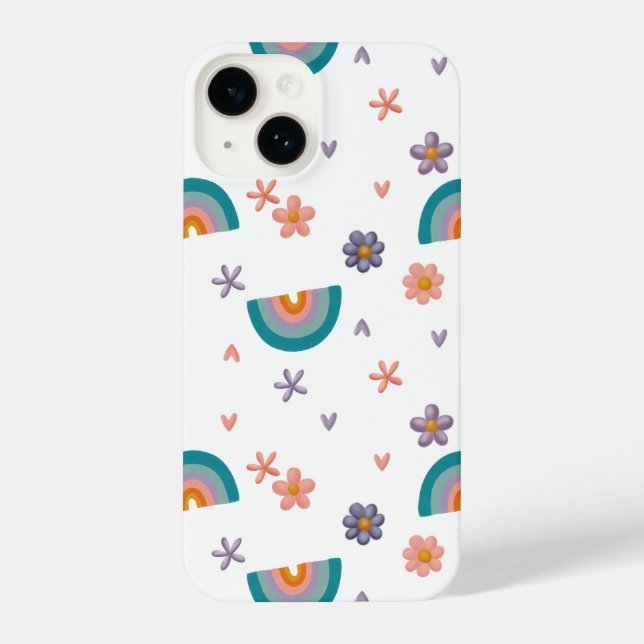 Phone Case - Rainbow and Flowers Cute Design (Back)
