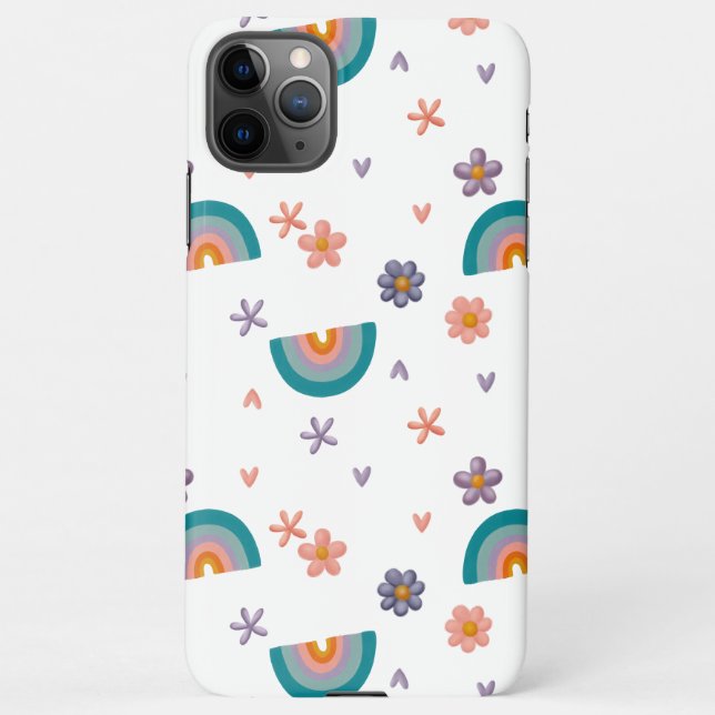 Phone Case — Rainbow and Flowers Cute Design (Back)