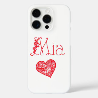 Phone case with a heart and Mia's name