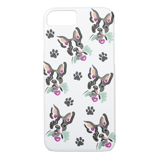Phone case with Boston Terrier watercolour art (Back)