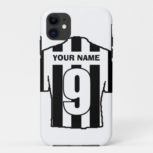 Phone Case with Club Colours Black  White Shirt