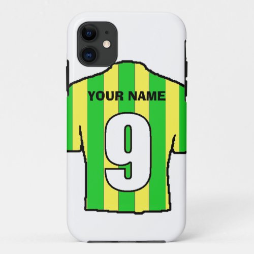 Phone Case with Club Colours Green  Yellow Shirt