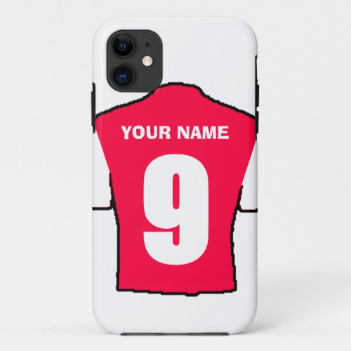 Phone Case with Club Colours _ Red  White Shirt