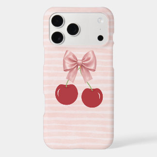 Phone Case with pink bow and cherries