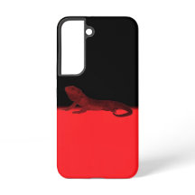 Phone Case with two-tone black and red with lizard
