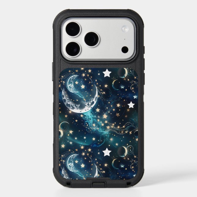 Phone Cases – Icy Blue Celestial Moon Phase Luxury (Back)