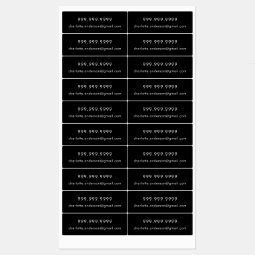 Phone email black white script labels | Zazzle