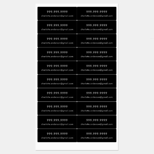 Phone email black white script labels | Zazzle