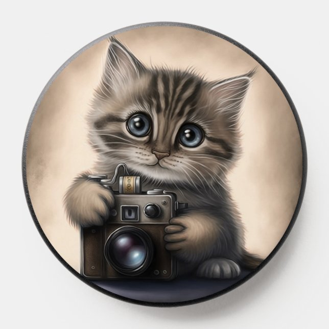 PHONE GRIP CAMERA CUTE CAT FUNNY (Popsocket)