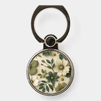 Phone grip green flowers pattern