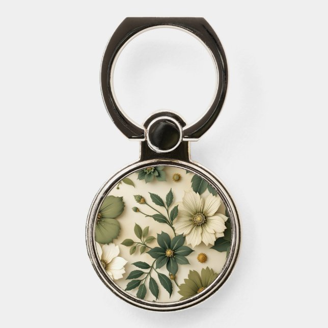 Phone grip green flowers pattern  (Front)