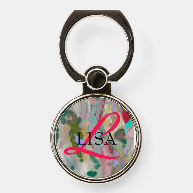 Phone grip Monogram&Name psychedelic (Front)