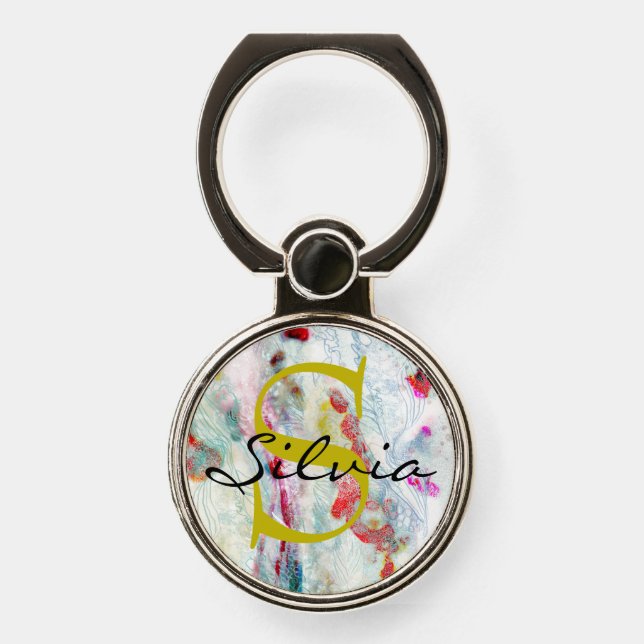 Phone grip Monogram&Name psychedelic (Front)