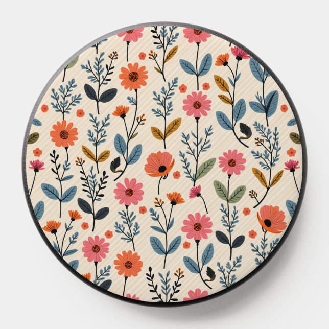 Phone Grips Black - flower (Popsocket)