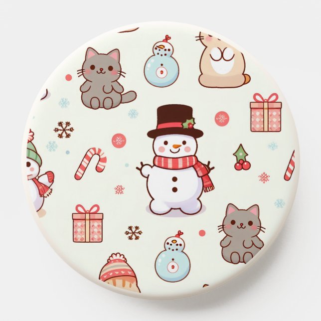 Phone Grips-cat snowman PopSocket (Popsocket)
