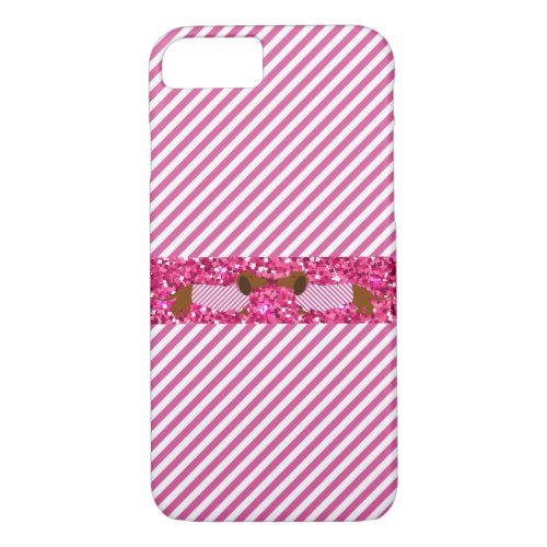 Phone  iPad case Dachshund Pink Glitter Stripes