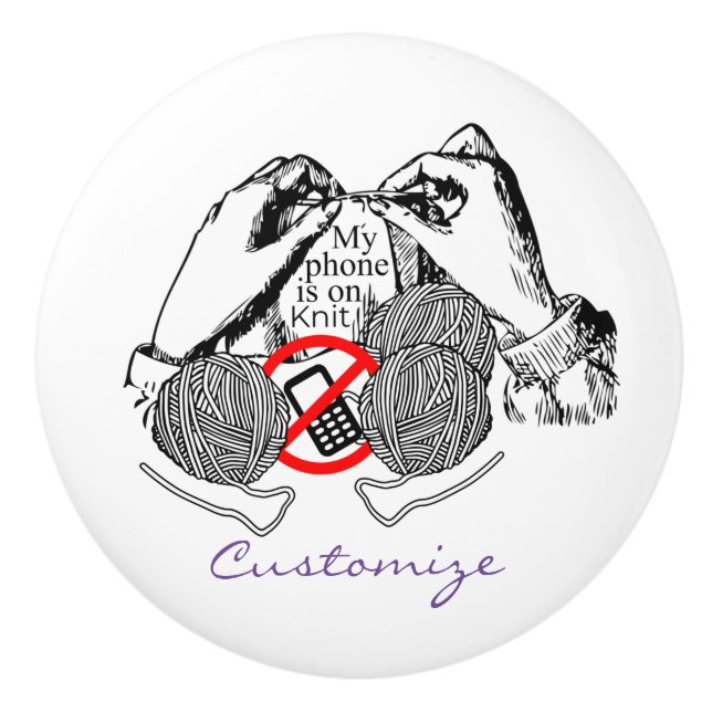 Phone is on Knit Thunder_Cove Ceramic Knob (Front)