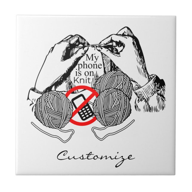 Phone is on Knit Thunder_Cove Ceramic Tile (Front)