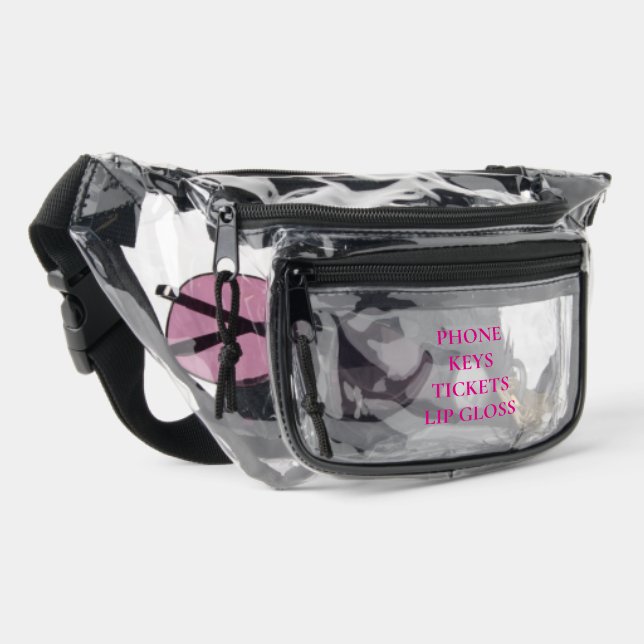 Phone Keys Tickets Lip Gloss Clear Stadium  Clear Fanny Pack (Right)