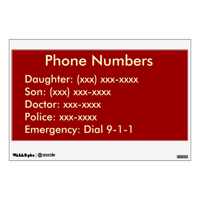 Phone List Wall Decal (Front)