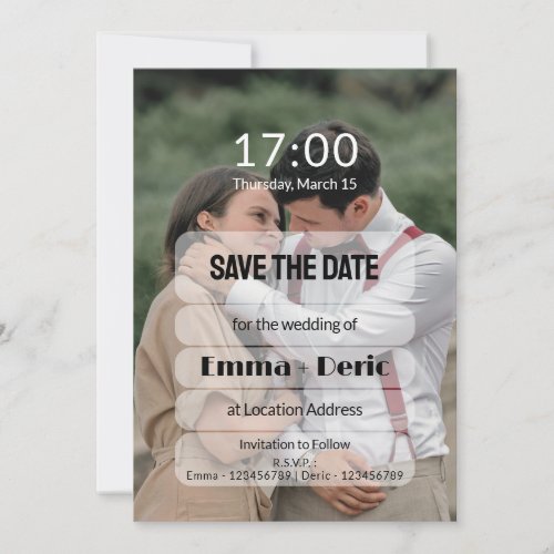 Phone Lock Screen with BW Save the Date Invitation