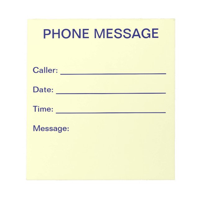 Phone Message Notepad (Front)