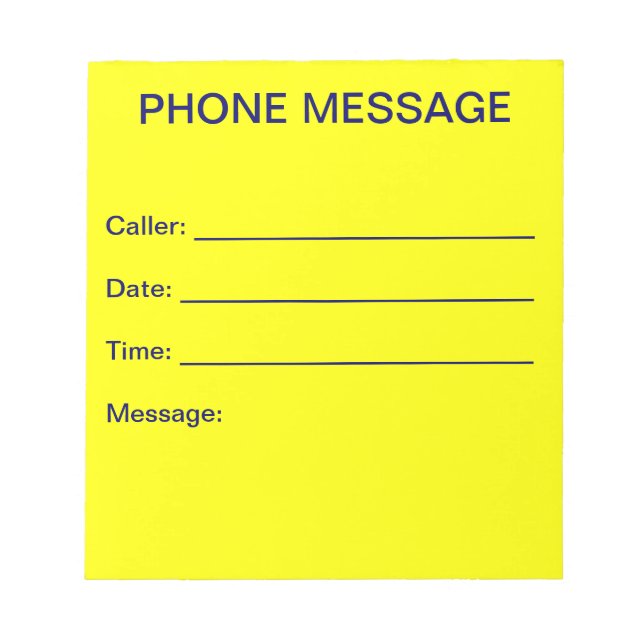 Phone Message Notepad (Bright Yellow) (Front)