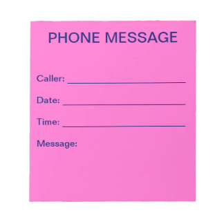 Phone Message Notepad (Light Pink)