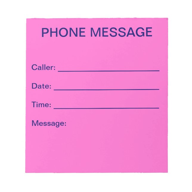 Phone Message Notepad (Light Pink) (Front)