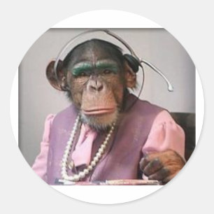 phone monkey classic round sticker