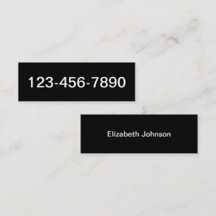 Phone Number and Name Black and White Basic Mini Business Card