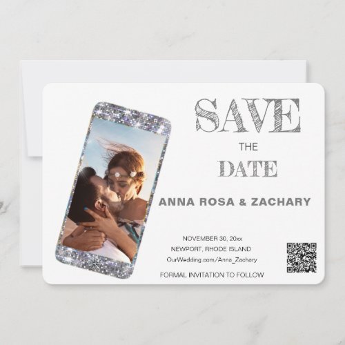  Phone QR AR6 Photo WEDDING SAVE the DATE Invitation