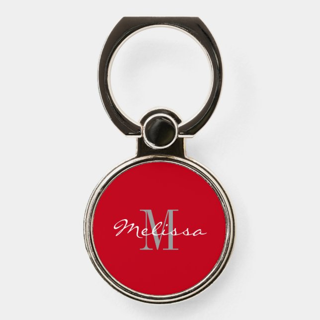 Phone Ring Initial Monogram Name Red (Front)
