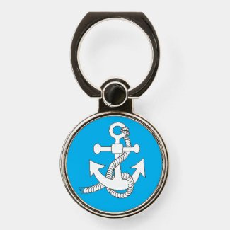 Phone Ring - White Anchor on Blue