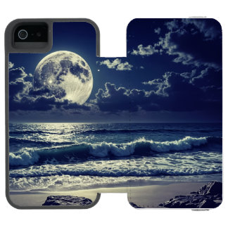 Phone sase with a moon design iPhone SE/5/5s wallet case