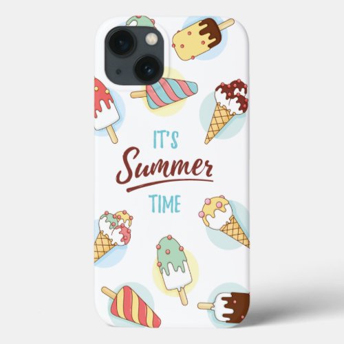 Phone screen with ice cream and text Summer iPhone 13 Case