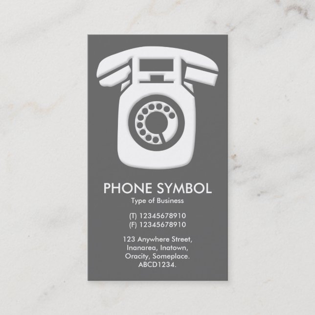 Phone Symbol - Gray (666666) Business Card (Front)
