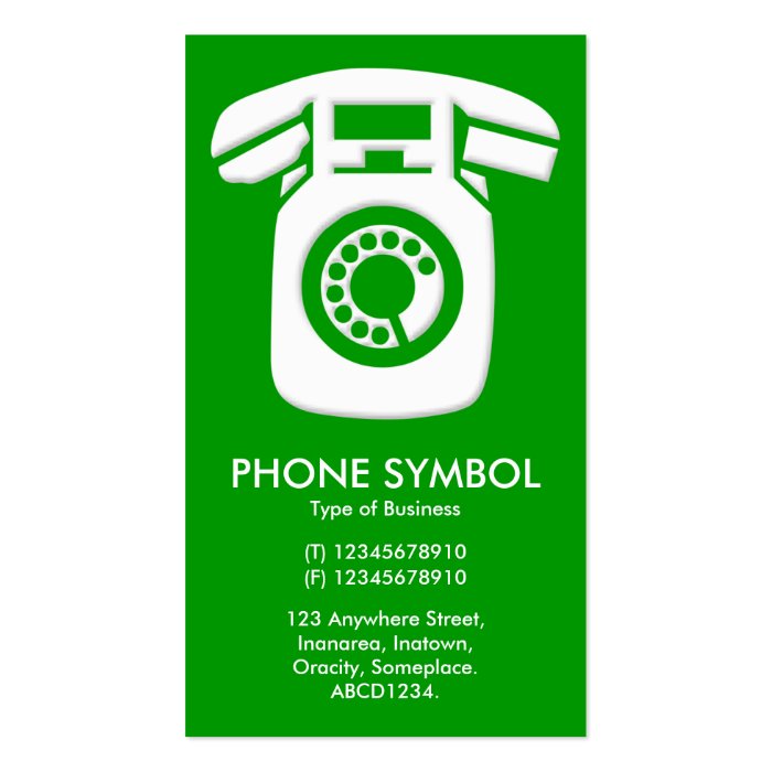 Phone Symbol   Green (009900) Business Card Template