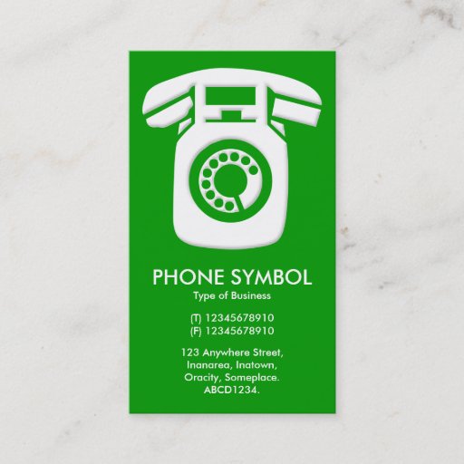 Customizable Phone Symbol - Green (009900) Business Card Template