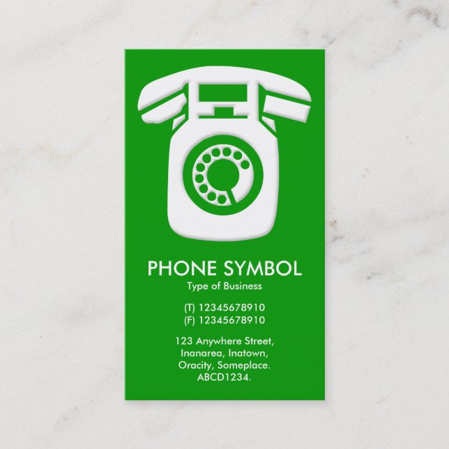 Phone Symbol - Green (009900) Business Card (Front)