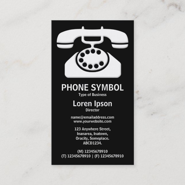 Phone Symbol II - Black Business Card (Front)