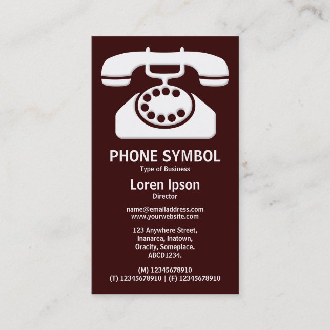 Phone Symbol II - Dark Brown (330000) Business Card (Front)