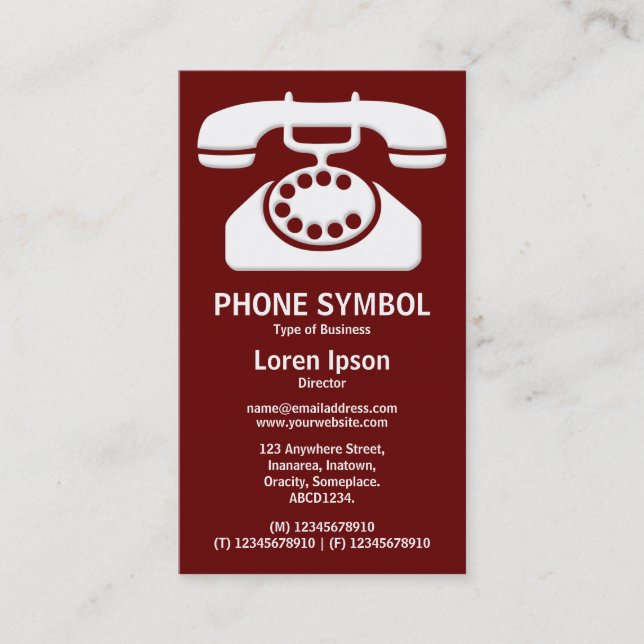 Phone Symbol II - Dark Maroon (660000) Business Card (Front)