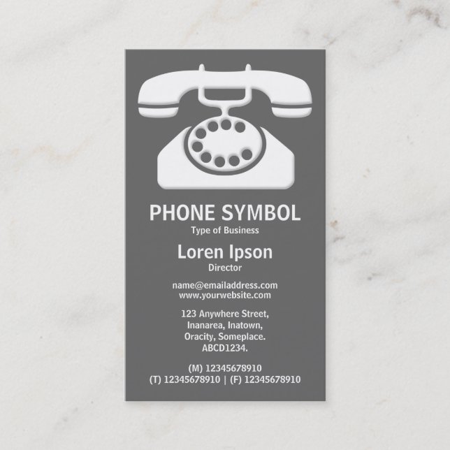 Phone Symbol II - Gray (666666) Business Card (Front)