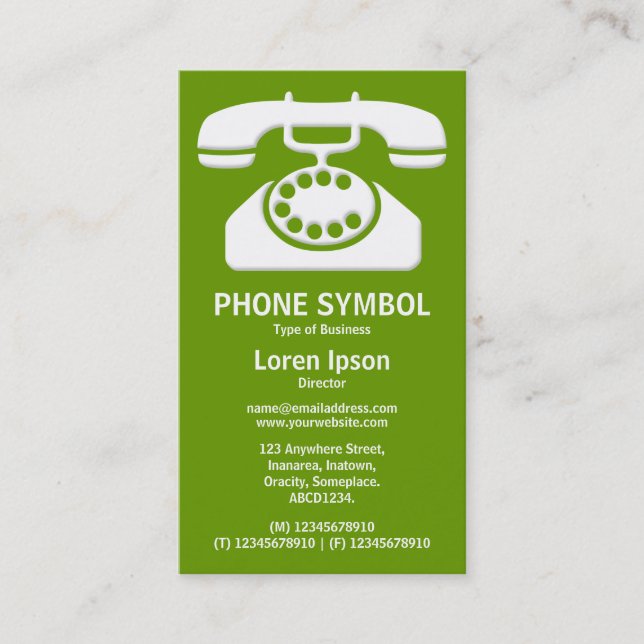 Phone Symbol II - Green (669900) Business Card (Front)