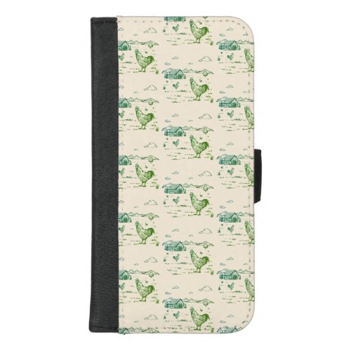 Phone Wallet Case_Chicken Farm in Ivory Green