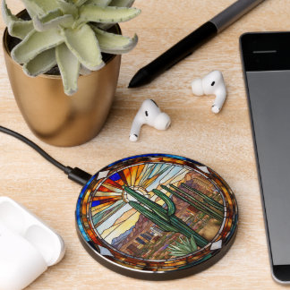 Phone Wireless Charger-Stained-Glass Desert Image Charger