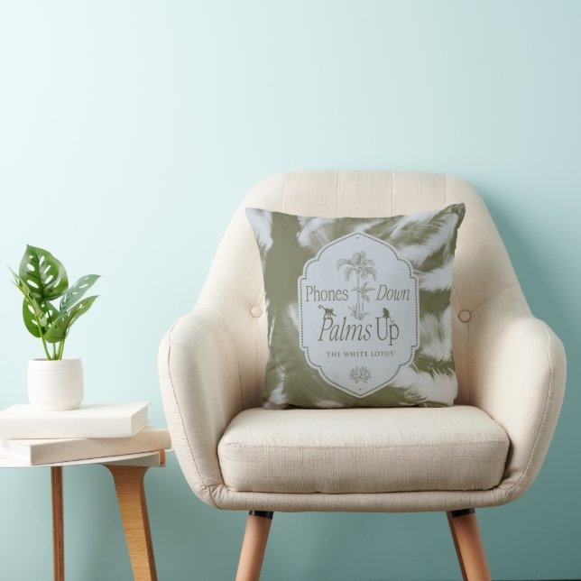Phones Down, Palms Up - The White Lotus Throw Pillow (Chair)